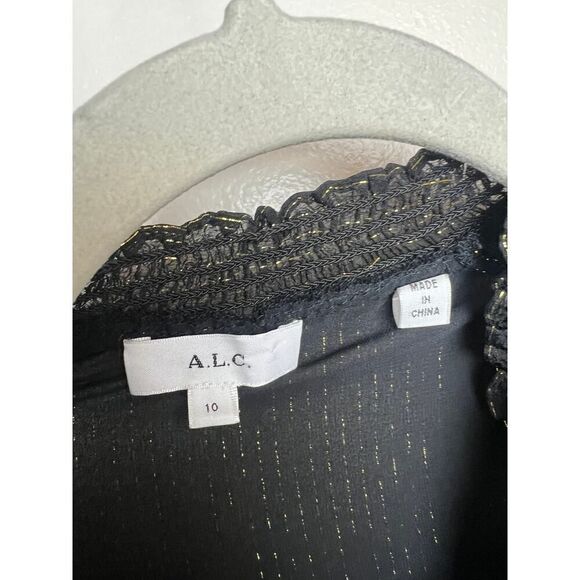 A.L.C. Silvie Striped Silk Chiffon Blouse Sz. 10 - Picture 5 of 8